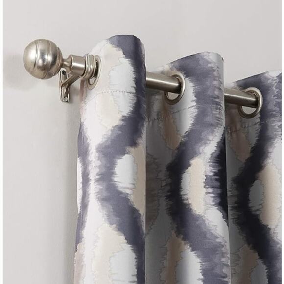 Burbank Watercolor Ogee Energy Efficient Grommet Curtain Panel, 54" x 84", Gray - Picture 4 of 4